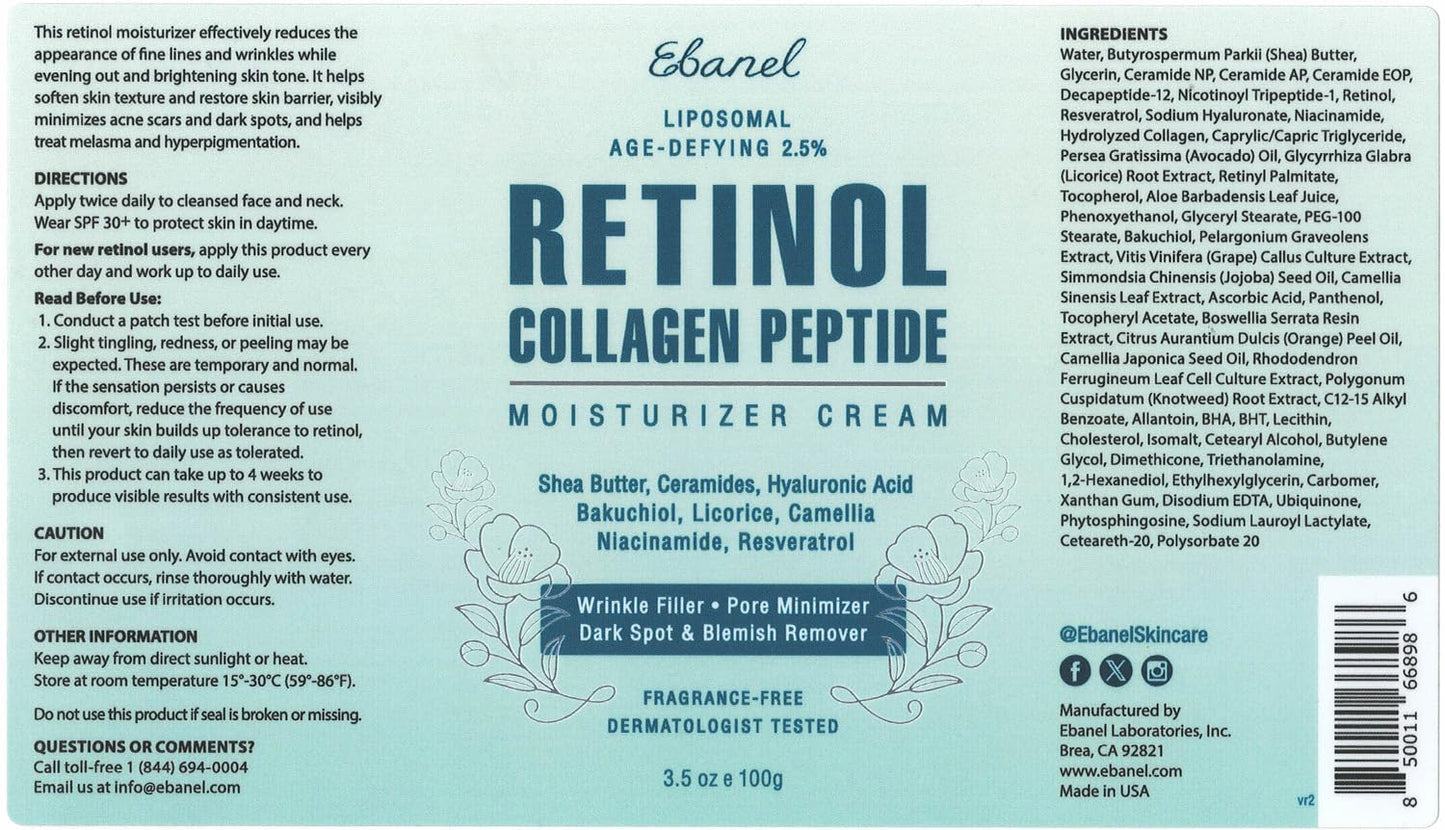 Ebanel 30% AHA 2% BHA Chemical Peel & 2.5% Retinol Cream Moisturizer for Face - Removes Acne Scars, Dark Spots, Wrinkles & Brightens Skin Ebanel buy supplements Au