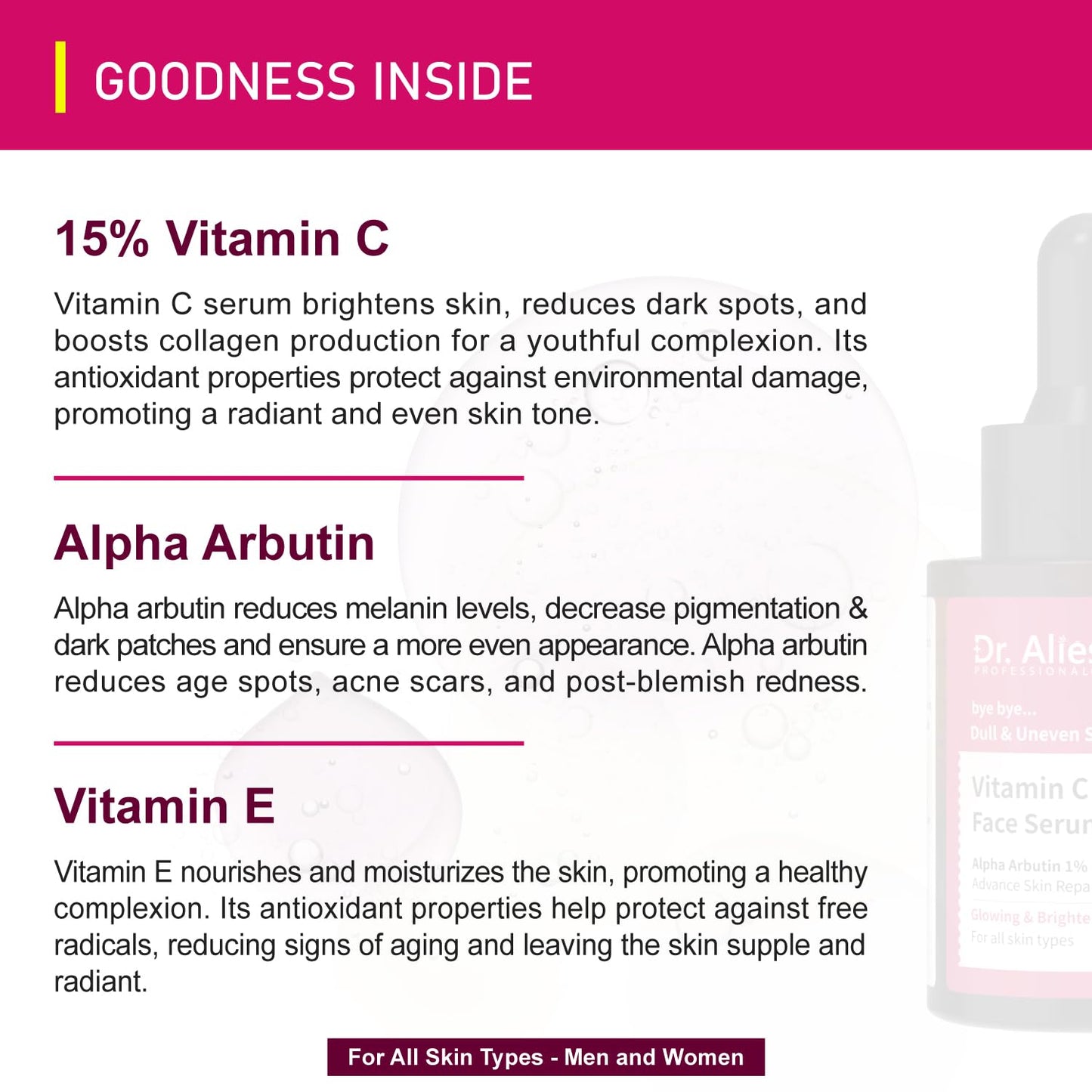 Dr. Alies Professional 15% Vitamin C Face Serum | Advanced Skin Clarifying with Vitamin E | Reduces Acne Marks | 30ml Dr. Alies - Professional buy supplements Au