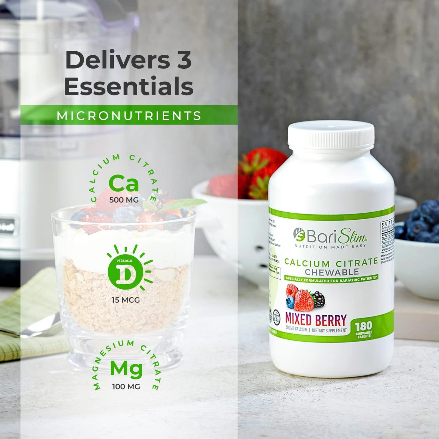 BariSlim Bariatric Calcium Citrate & Advanced Chewable Bariatric Multivitamin with Iron - Bariatric Vitamin and Supplement for Post Bariatric Surgery Including Gastric Bypass and Gastric Sleeve BariSlim buy supplements Au