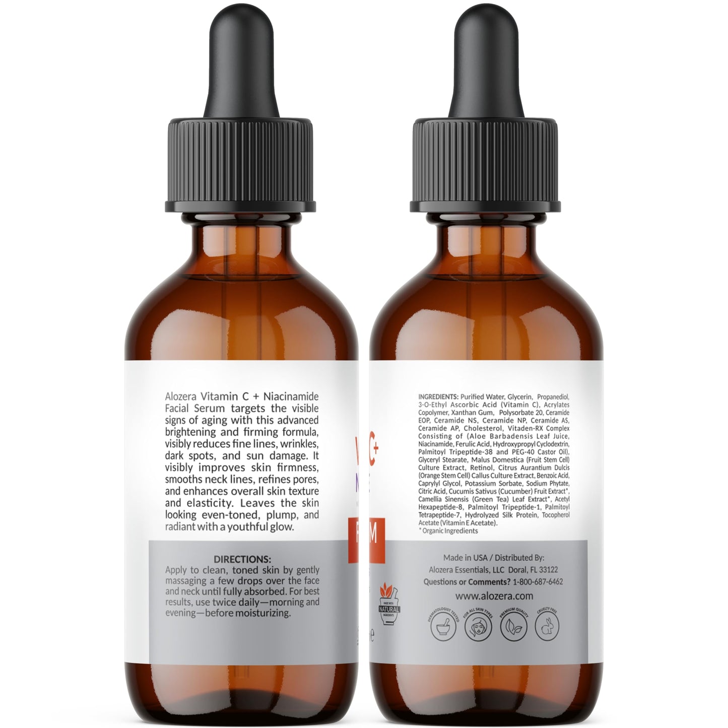 Alozera Vitamin C Facial Serum with Niacinamide & Ferulic Acid, Anti-Aging Serum for Visible Brightening, Glowing & Radiant Skin, Concentrated, Gentle & Effective, Day & Night Alozera buy supplements Au