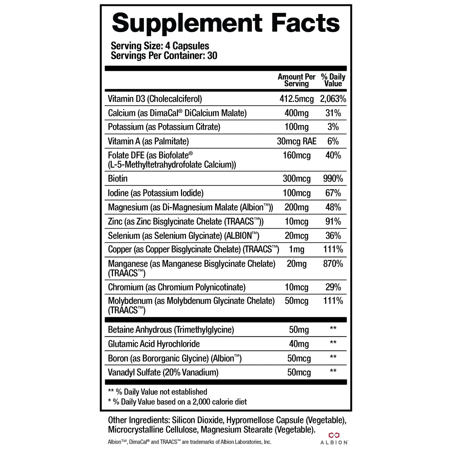 BioMatrix Mineral Supplement for Men and Women, Chelated Minerals | Iron-Free, Calcium, Magnesium, Copper, Zinc, Vitamin D, Iodine | Veggie Caps, 30-Day Supply BioMatrixAu supplements