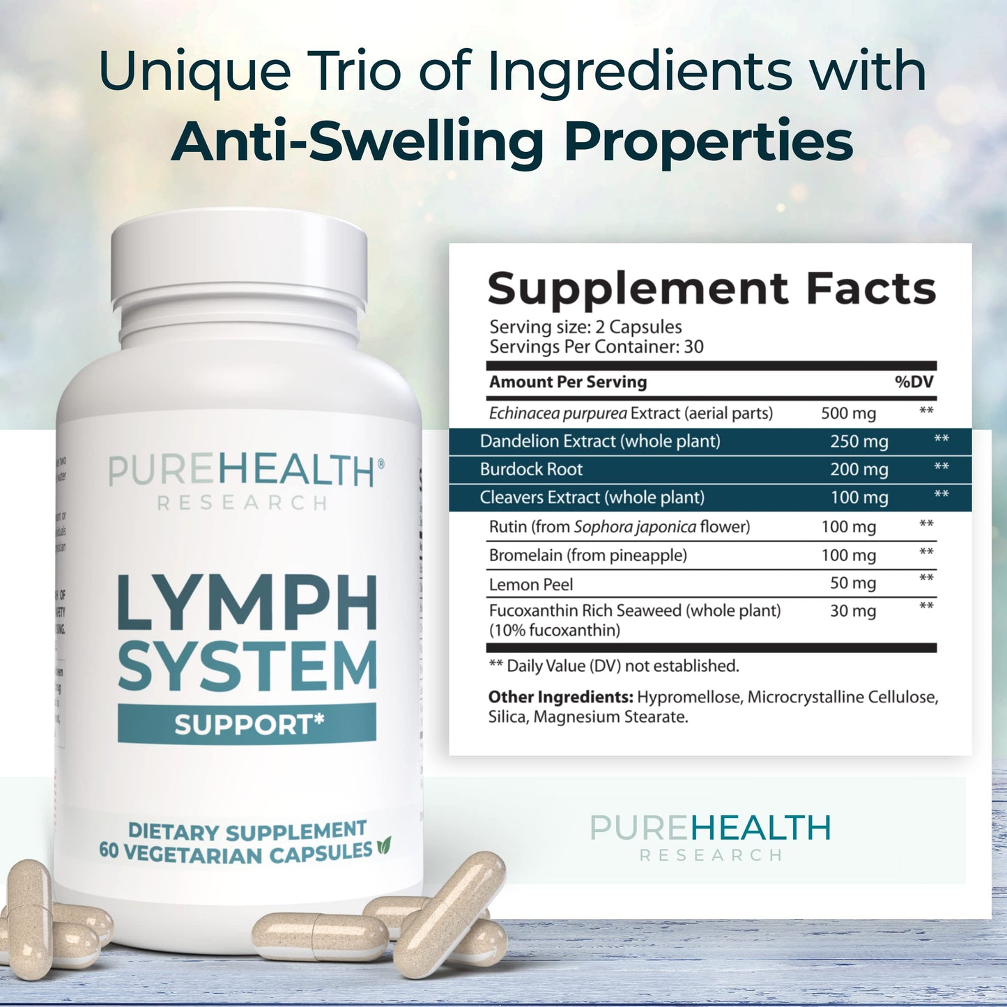 PUREHEALTH RESEARCH Lymph System Support Supplement - Lymphatic Drainage Supplement PUREHEALTH RESEARCHUS supplements