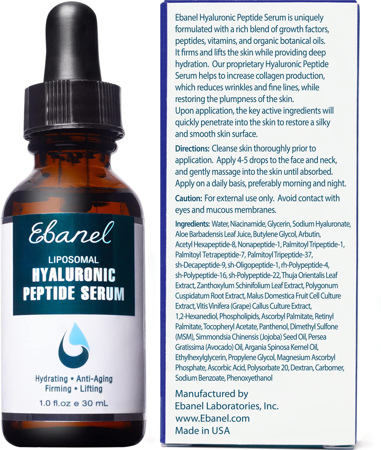 Ebanel Hyaluronic Acid Serum for Face with Peptides & Niacinamide, Hydrating Face Serum for Women, Age-Defying Formula Infused with Vitamins B, C & E to Plump, Firm & Smooth Skin Gosupps WWW buy supplements Au