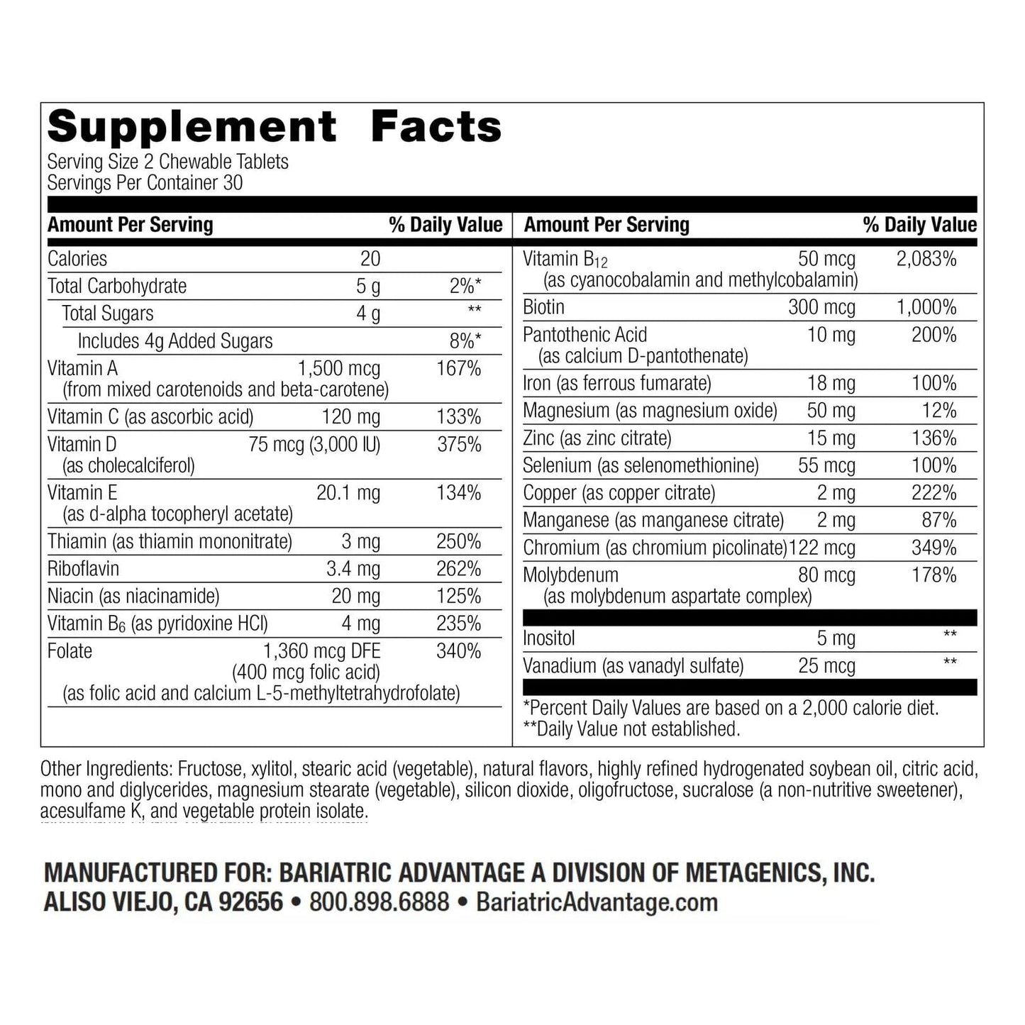 Bariatric Advantage Chewable Multi RP Multivitamin - for Bariatric Surgery Patients - with Iron, Copper, Vitamin C, A, Zinc & More Bariatric AdvantageUS supplements