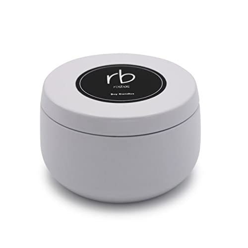 Rosbas Candle, Fraser Fir Scented, Natural Soy Wax, White Metallic Tin, 6 oz, Cotton Wick, Long Burn Time rosbas Au supplements
