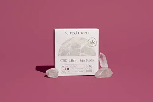 Red Moon Ultra Thin Hemp Pads (Pack of 10) Sanitary Pads for Women, Menstrual Pads- White Red MoonAU supplements