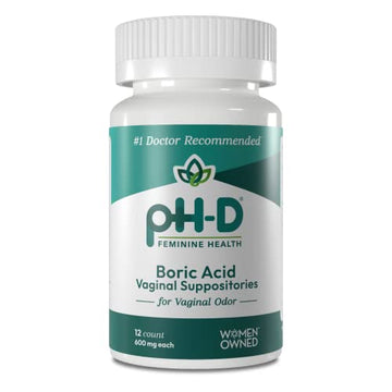 pH-D Feminine Health - 600 mg Boric Acid Suppositories - Woman Owned - for Vaginal Odor Use - 12 Count pH-D Feminine Health Support Au supplements