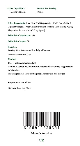 Nature's Vitality's Marine Collagen Capsules 400mg 180 Capsules 6 Months Supply Suitable Nature's Vitality's Au supplements