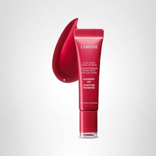 LANEIGE Glaze Craze Tinted Lip Serum, Raspberry Jam: Hydrating Lip Serum for Glossy, Nourished Lips with Plumping Polypeptides LANEIGE Au supplements