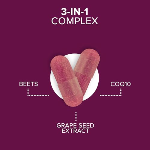 Qunol Beets Capsules for Blood Pressure Support, 3 in 1 Beets + CoQ10 + Grape Seed Qunol Au supplements