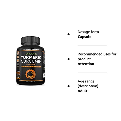 Organic Turmeric Capsules High Strength and Black Pepper with Active Curcumin SS Sport Supplies Au supplements