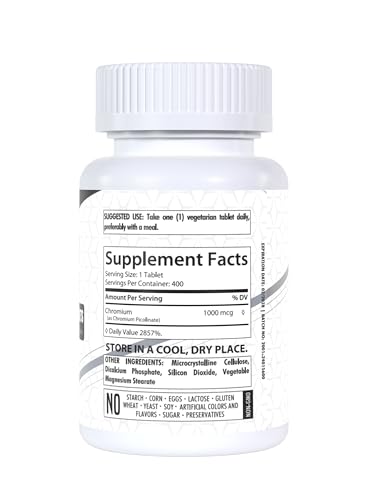 Chromium Picolinate 1000mcg | 400 Tablets | Support Carbohydrate Breakdown & Metabolism Healthfare Au supplements