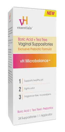 vH essentials Boric Acid + Tea Tree Vaginal Suppositories - Prebiotics Formula with Lactic Acid vH essentials Au supplements