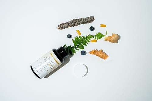 Inner Glow Age Defense Vitamins - Dermatologist and Plastic Surgeon Developed to Fight photoaging and Melasma, Polypodium Leucotomos Antioxidant Formula – Vegan, Gluten-Free – 60 Capsules Inner Glow Au supplements