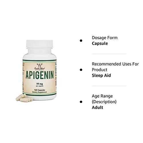 Apigenin Supplement - 50mg per Capsule, 120 Count (Powerful Bioflavonoid Found Double Wood Supplements uk supplements