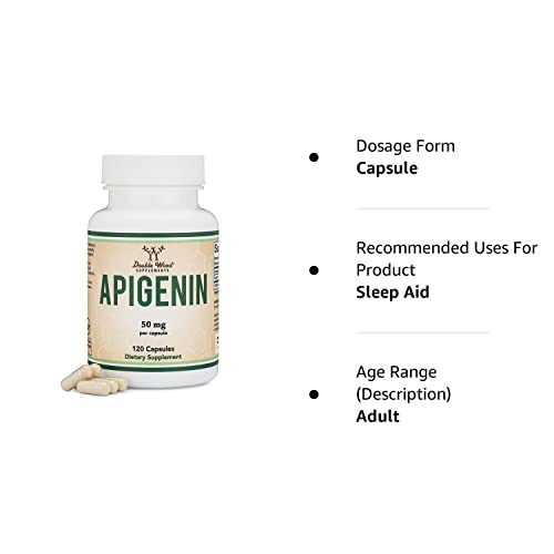 Apigenin Supplement - 50mg per Capsule, 120 Count (Powerful Bioflavonoid Found Double Wood Supplements Au supplements