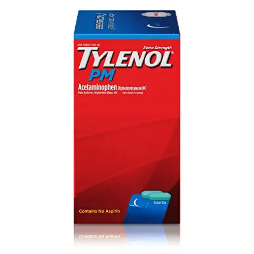 Tylenol PM Extra Strength Nighttime Pain Reliever Sleep Aid Caplets with Acetaminophen & Diphenhydramine HCl, Relief for Nighttime Aches & Pains, Travel Size, 50 Packs of 2 Caplets Tylenol Au supplements