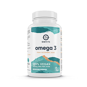 Omvits Vegan Omega 3 DHA from Algae Oil 1000mg - 60 Softgel Capsules with Vitamin E Omvits Au supplements