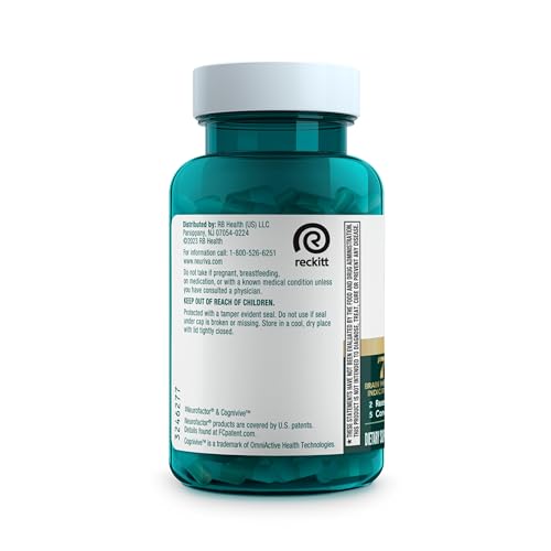 NEURIVA Ultra Decaffeinated Clinically Tested Nootropic Brain Supplement for Mental Alertness, Memory, Focus & Concentration, Cognivive, Neurofactor, Phosphatidylserine, Vitamins B6 B12, 60 Capsules NEURIVA Au supplements