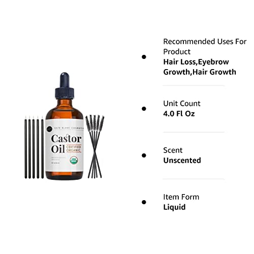Kate Blanc Cosmetics Organic Castor Oil (4oz). 100% Pure, Cold Pressed, Hexane Free in a Glass Bottle Kate Blanc Cosmetics Au supplements