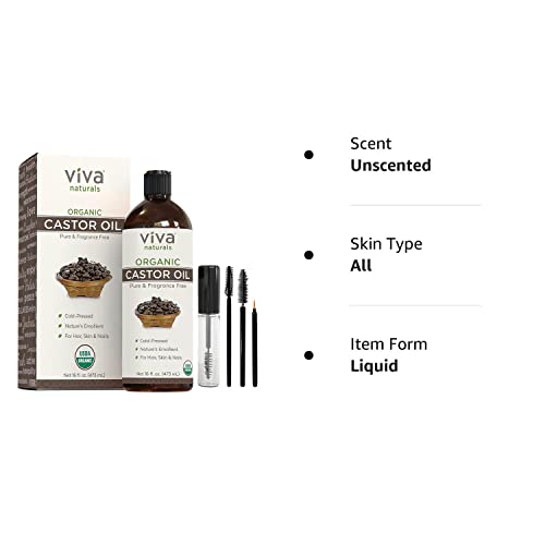 Viva Naturals Organic Castor Oil, 16 fl oz - Cold Pressed Castor Oil for Skin, Hair and Lashes - Traditionally Viva Naturals Au supplements