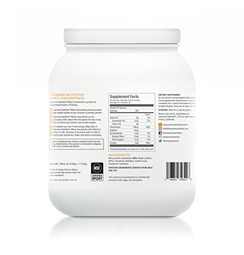 Supreme Nutrition Whey Protein Concentrate | 1.12kg - 28 Servings | 30g of Protein Per Serving Supreme Nutrition Au supplements