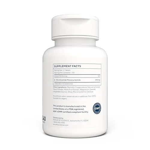 Renue By Science NMN Supplement | 240 Chewable Vegetarian Tablets - 125mg Nicotinamide Mononucleotide per Serving | Lemon Flavour - Manufactured in The USA Third-Party Tested Renue By Science Au supplements