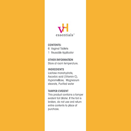 vH essentials Vitamin C Vaginal Tablet | Boric Acid Suppository Alternative | Supports Healthy pH and Eliminates vH essentials Au supplements