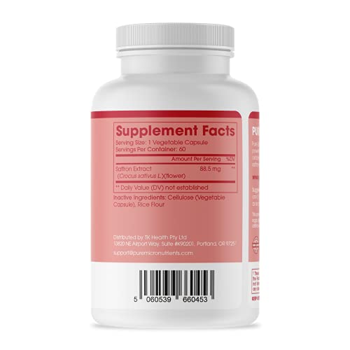 Saffron Supplements - 100% Pure Saffron Extract Capsules - Boost Energy & Mood Pure Micronutrients Au supplements