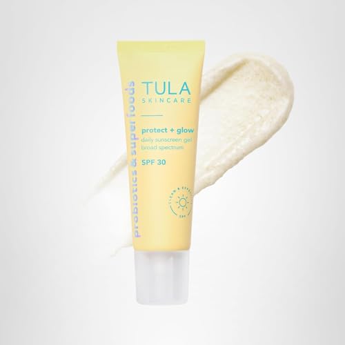 TULA Skin Care Protect + Glow Daily Sunscreen - Gel, Broad Spectrum SPF 30, Skincare-First, Non-Greasy, Non-Comedogenic and Reef-Safe with Pollution and Blue Light Protection, Regular, 1.7 fl oz. TULA Au supplements