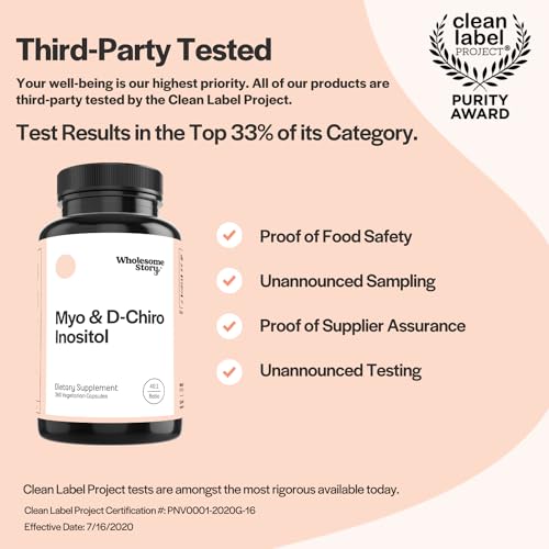 Myo-Inositol & D-Chiro Inositol Capsules, 90-Day Supply, 40:1 Ratio for Hormonal Balance Wholesome Story Au supplements