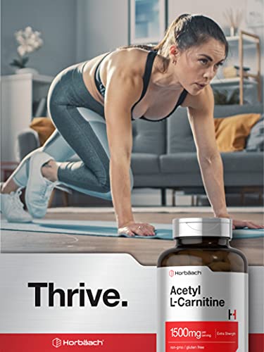Acetyl L-Carnitine 1500mg | 200 Capsules | Extra Strength ALCAR Supplement | Non-GMO Horbäach Au supplements