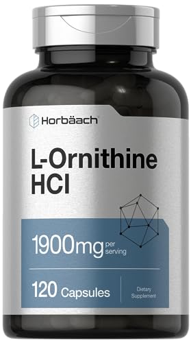 L Ornithine HCl | 1900mg | 120 Capsules | Non-GMO & Gluten Free Supplement Horbäach Au supplements