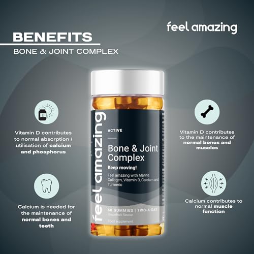 Feel Amazing Bone & Joint Complex Gummies - with Calcium, Vitamin D3 & Marine Collagen - 60 Grapefruit-Flavored Gummies - 30-Day Supply (1) Feel Amazing Au supplements