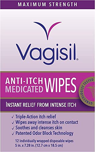 Vagisil Anti-Itch Medicated Wipes, Maximum Strength 12 ea (Pack of 6) Vagisil Au supplements