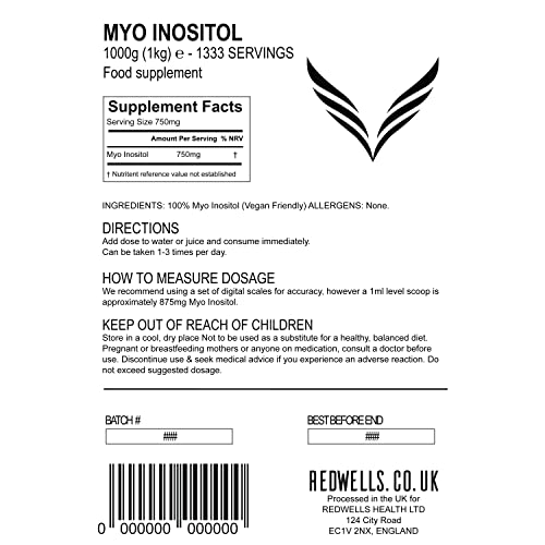 Myo Inositol Powder REDWELLS PCOS & Fertility GMO Free Vegan - 1kg Pack REDWELLS Au supplements