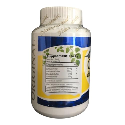 Natural medix Cartilage – Joint Support Supplement with Glucosamine, Collagen & Magnesium – 100 Caps - Cartílago de Tiburon Natural medix Au supplements