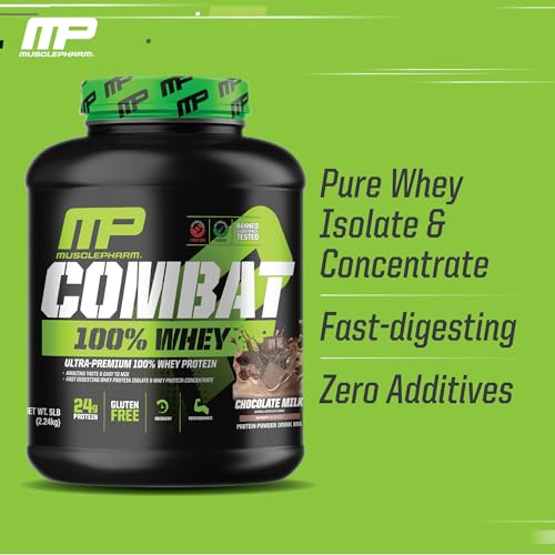 MusclePharm Combat 100% Whey, Chocolate Milk - 5 lb Protein Powder - Gluten Free Muscle Pharm Au supplements