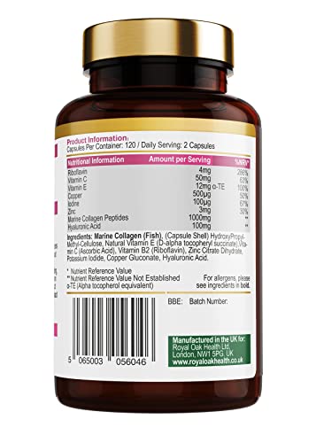 Marine Collagen Complex – 120 Hydrolyzed Fish Collagen Capsules – Enriched with Vitamin C Royal Oak Health Au supplements