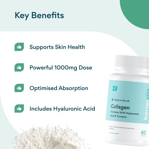 Bettervits Collagen Complex | 1000mg Hydrolyzed Capsules | Skin | Hair | Nails | Joints | Hydrates & Smooths | With Hyaluronic Acid & Vitamin E Bettervits Au supplements