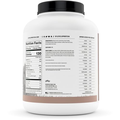 Levels Grass Fed 100% Whey Protein, No Hormones, Chocolate Mocha, 5LB Levels Nutrition Au supplements