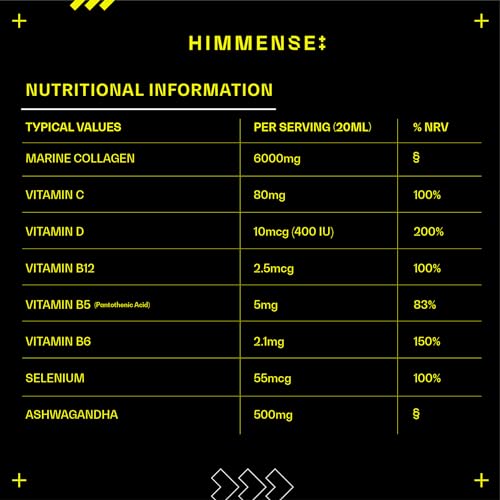 Hydrolysed Marine Liquid Collagen - 6000mg Type 1 Collagen Peptides enriched with 7 Vitamins Himmense Au supplements