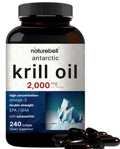 Antarctic Krill Oil 2000mg Supplement, 240 Softgels, 3X Strength Natural Source of Omega NatureBellAU supplements