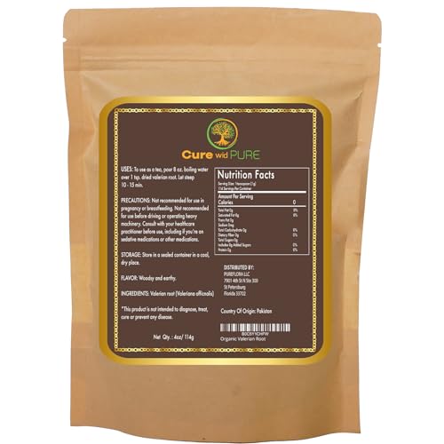 Cure wid Pure Organic Valerian Root Tea - Cut,Sifted & Non-Irradiated Valerian Tea Promotes Cure wid Pure Au supplements