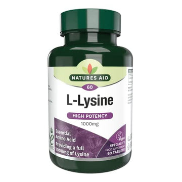 Natures Aid L-Lysine 1000 mg, High Potency Essential Amino Acid, Vegan, 60 Tablets natures aid Au supplements