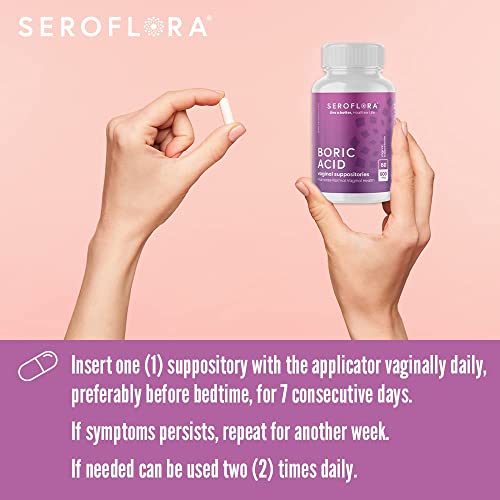 Seroflora Boric Acid Vaginal Suppositories for Women + 1 Suppository Applicator - Helps Seroflora Au supplements