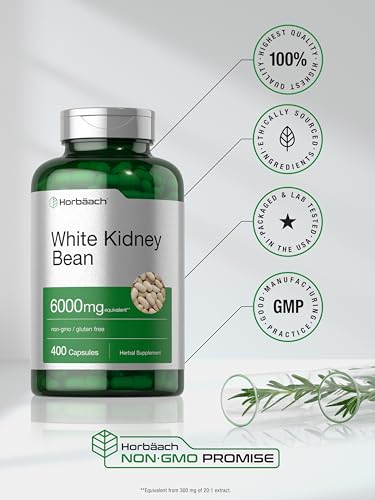 White Kidney Bean Extract Capsules | 6000mg | 400 Count | Non-GMO & Gluten Free Horbäach Au supplements