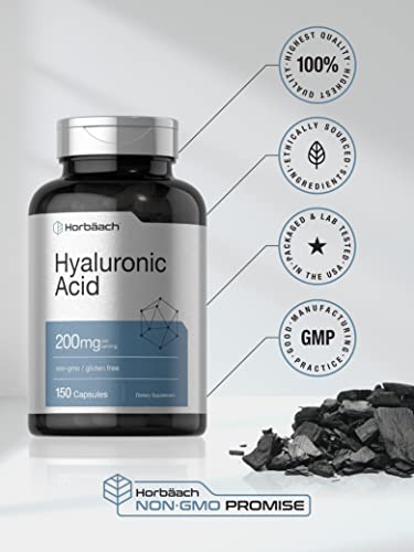 Hyaluronic Acid Supplement | 200 mg | 150 Capsules | Non-GMO and Gluten Free Supple Horbäach Au supplements