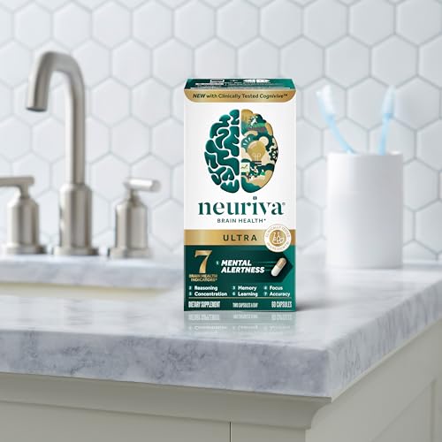 NEURIVA Ultra Decaffeinated Clinically Tested Nootropic Brain Supplement for Mental Alertness, Memory, Focus & Concentration, Cognivive, Neurofactor, Phosphatidylserine, Vitamins B6 B12, 60 Capsules NEURIVA Au supplements