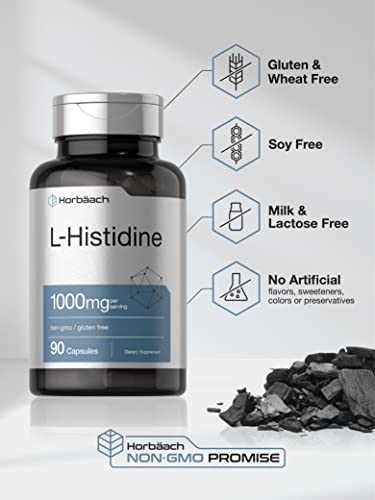 Horbaach L-Histidine 1000mg 90 Capsules | Non-GMO and Gluten Free | Pharmaceutical Horbäach Au supplements